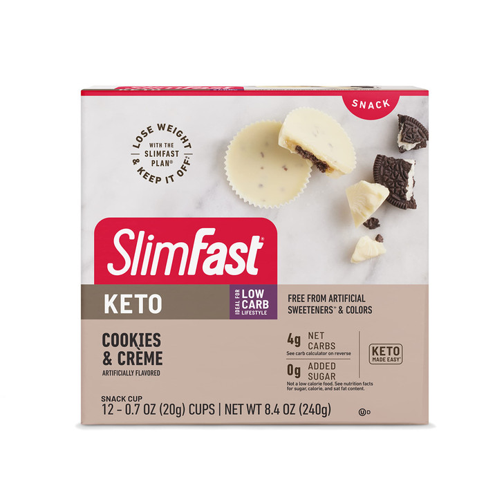 SlimFast Keto Fat Bomb Snack Cup, Mint Chocolate, Keto Snacks for Weight Loss