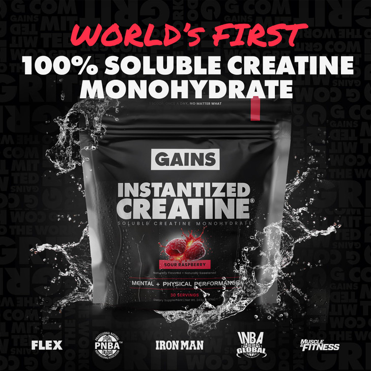 Gains in Bulk Instantized Creatine Monohydrate for Women and Men, Soluble Pre