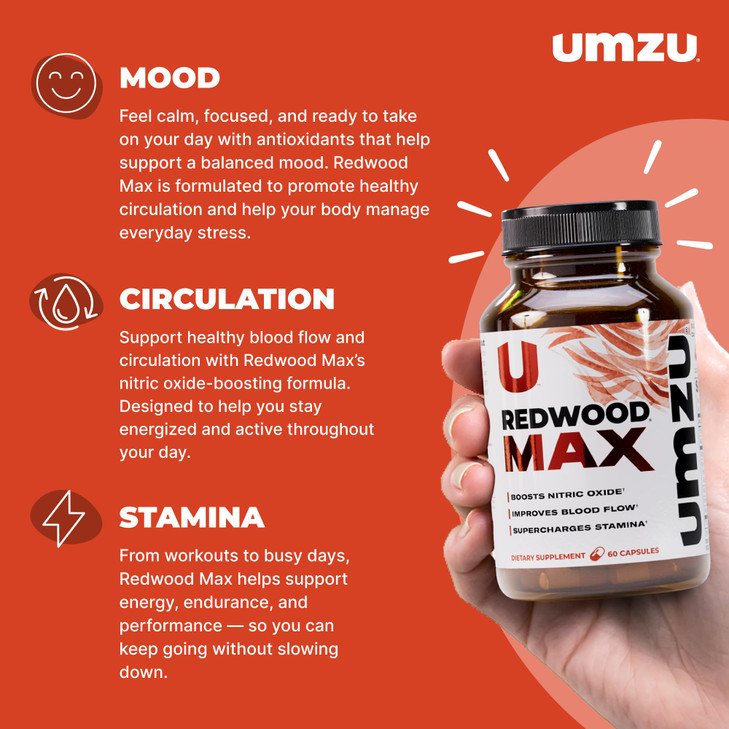 UMZU Redwood Max Nitric Oxide Booster, 1-Month Supply