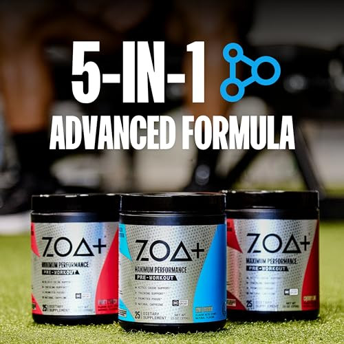 ZOA+ Zero Sugar Pre Workout Powder, Wild Berry