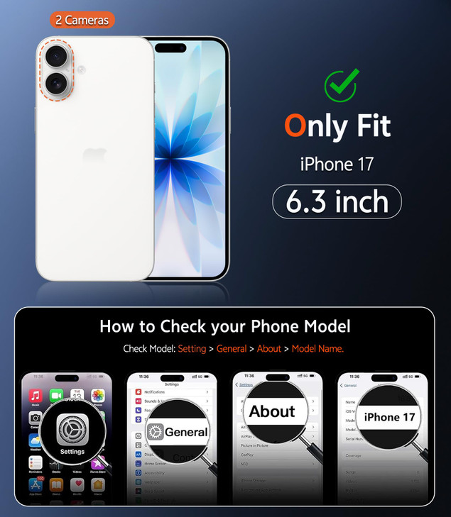 FNTCASE for iPhone 17 Case Clear: Magnetic Phone Cases with Screen Protector Drop Proof Compatible with Magsafe Slim Anti Yellowing Rugged Shockproof