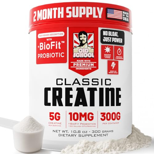 Old School Labs Micronized Creatine Monohydrate with No Bloat BioFit Probiotic