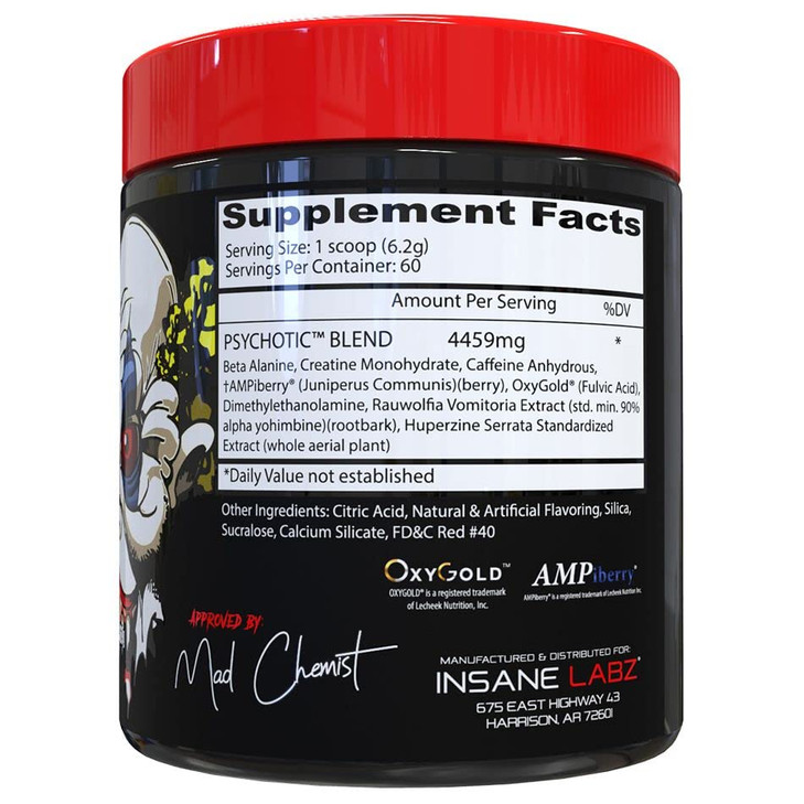 Insane Labz Psychotic, High Stimulant Pre Workout Powder, Extreme Lasting
