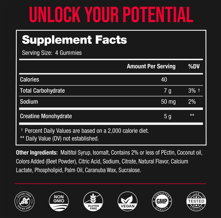 NutraChamps 120 Creatine Gummies for Men & Women