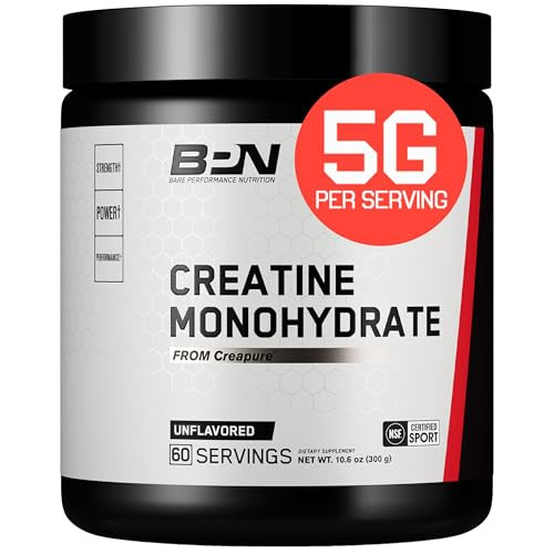 BARE PERFORMANCE NUTRITION, BPN Pure Creatine Monohydrate Powder by Creapure, 5g