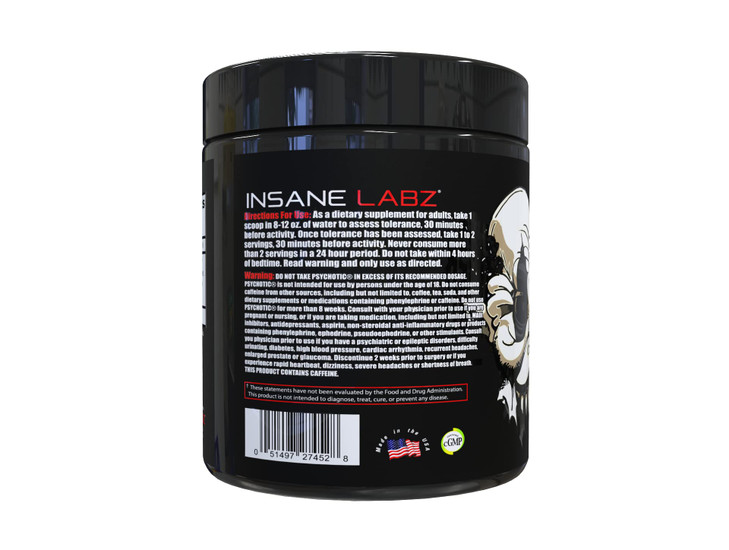 Insane Labz Psychotic Black Edition Mid Stimulant Pre Workout Powder, Energy