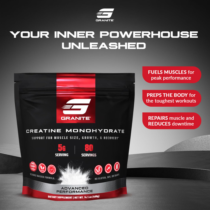 Granite Creatine Monohydrate, Supports Strength, Endurance, & Muscle Recovery