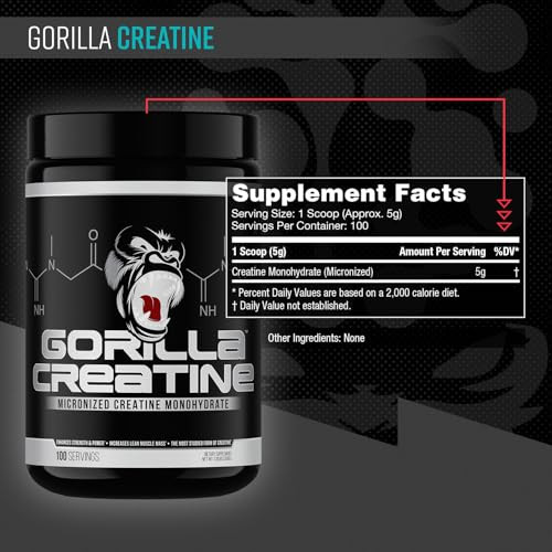 Gorilla Mind Creatine Monohydrate Micronized Powder, Improved Muscle Size, Power