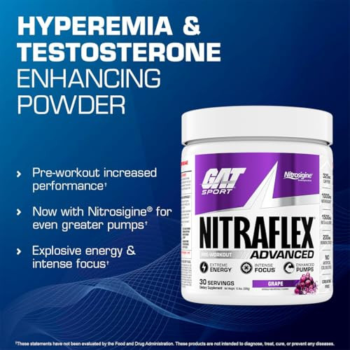 GAT SPORT, Nitraflex Advanced Pre-Workout Powder, Increases Blood Flow, Boosts