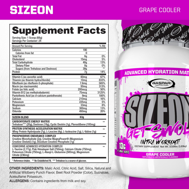 Gaspari Nutrition SizeOn, The Ultimate Hybrid Intra-Workout Amino Acid &