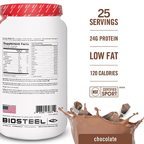 BioSteel Sports Chocolate 100% Whey Protein Powder Supplement, rBGH Hormone Free