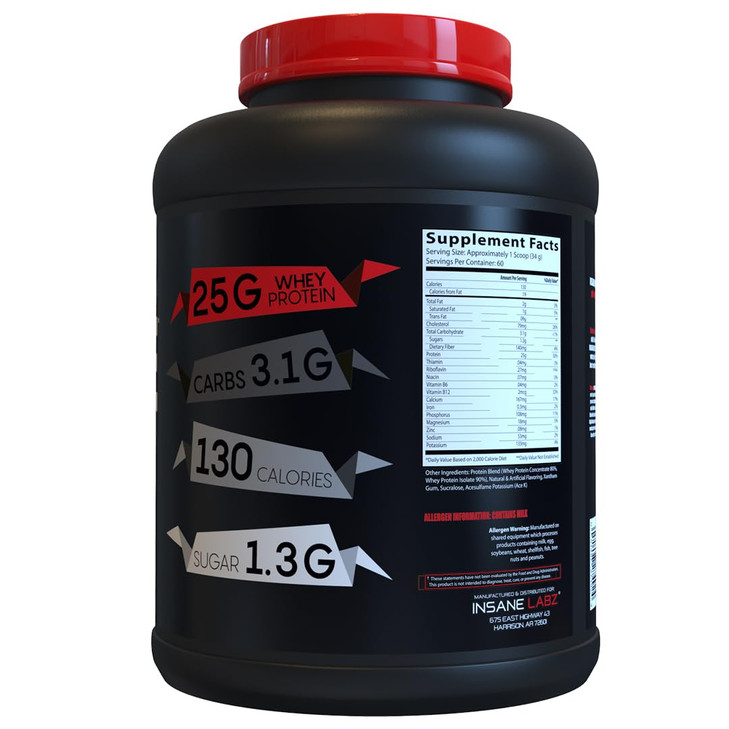Insane Labz Insane Whey,100% Muscle Building Whey Protein, Post Workout, BCAA