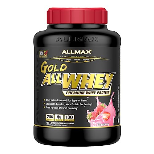 ALLMAX Gold ALLWHEY, Strawberry - 5 lb - 24 Grams of Protein Per Scoop