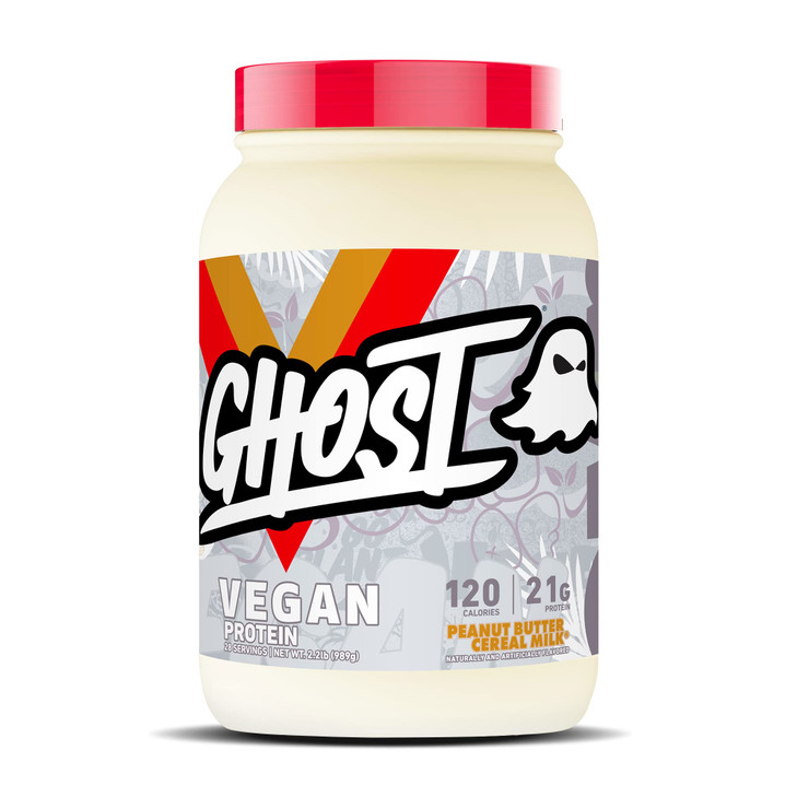 GHOST Vegan Protein Powder, Peanut Butter Cereal Milk - 2LB Tub, 21G of Protein