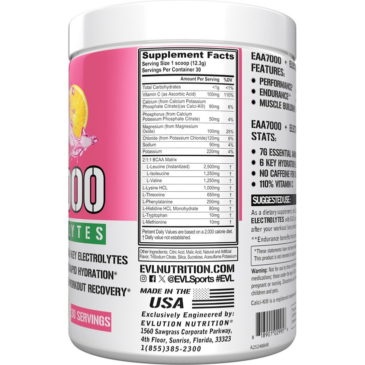 Evlution Nutrition EAA7000 + Electrolytes - Pre & Post Workout Powder
