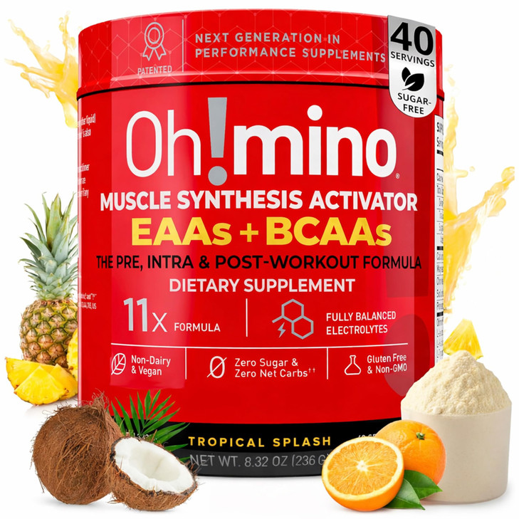 Oh!mino Essential Amino Acids Supplement Drink Powder, Tropical Splash
