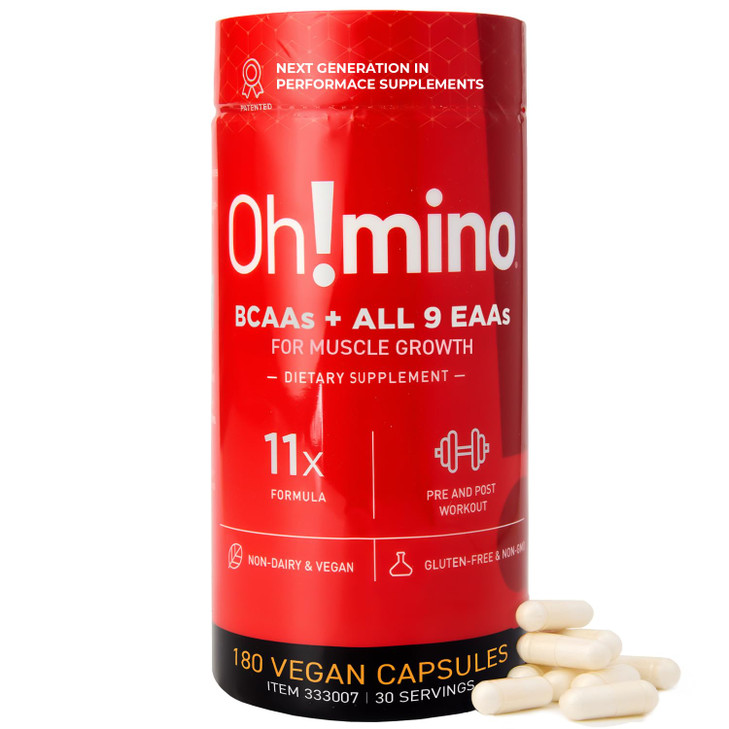 Oh!mino Essential Amino Acids Supplement, Caffeinated Capsules, All 9 EAAs