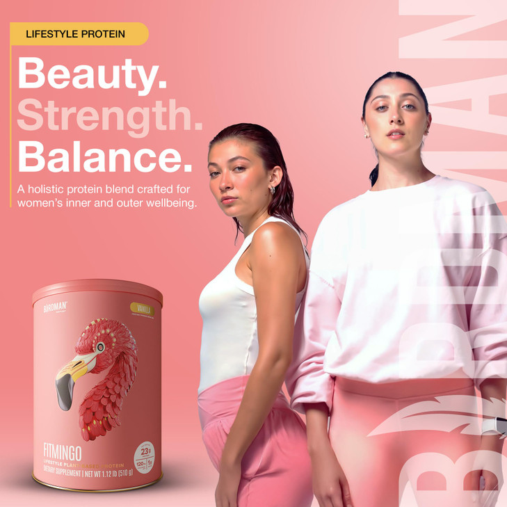 BIRDMAN Fitmingo Vegan Protein Powder with Inositol, Collagen Boosters
