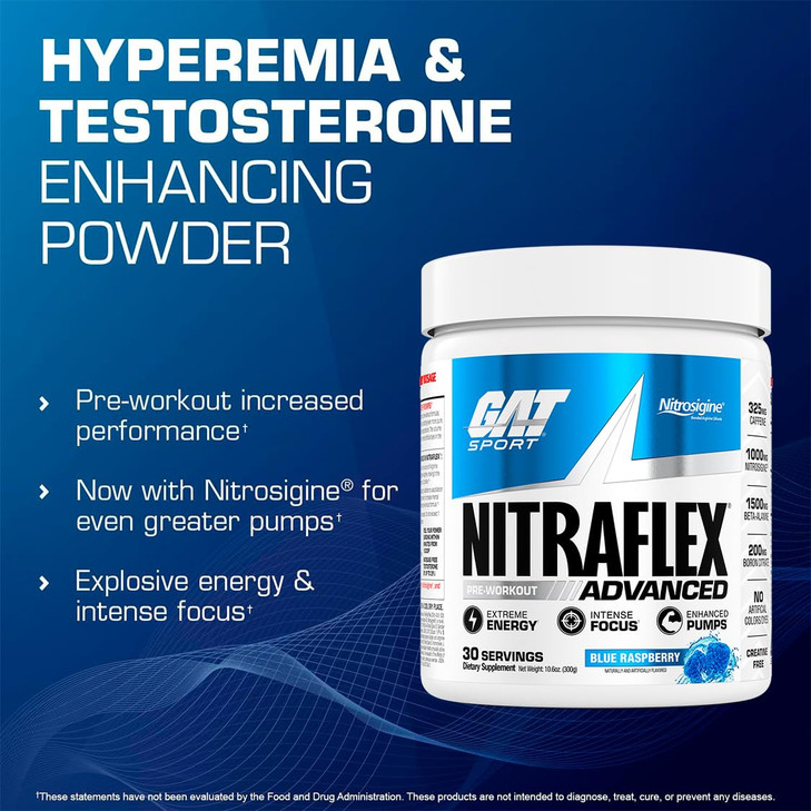 GAT SPORT Nitraflex Advanced Pre-Workout Powder, Increases Blood Flow, Boosts