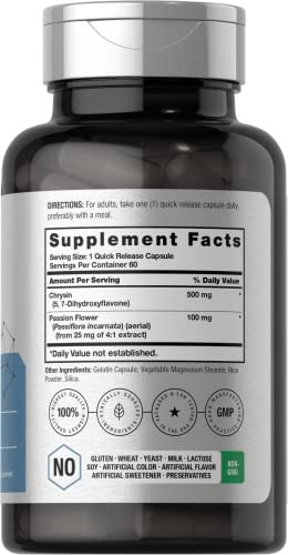 Horbäach Chrysin Supplement - 500mg - 60 Capsules