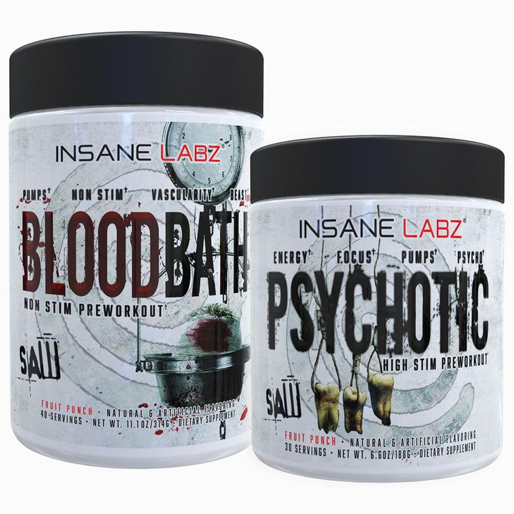 Insane Labz Psychotic Saw and Bloodbath Pre Workout Nitric Oxide Booster Stack