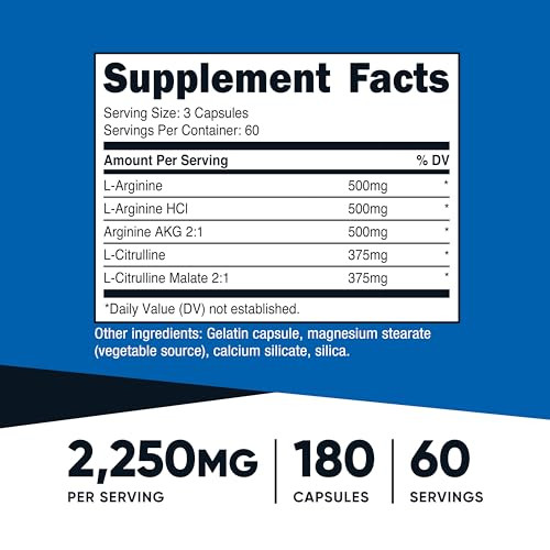 Nutricost Nitric Oxide Booster 2250mg, 180 Capsules
