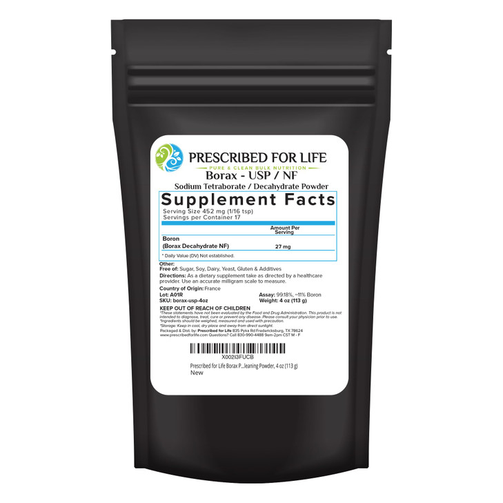 Prescribed for Life Borax Powder, Pure USP NF Grade All Natural Sodium Borate