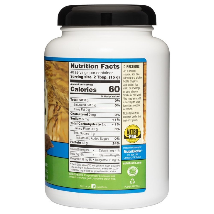 NutriBiotic - Plain Rice Protein, 1 Lb 5 oz (600g)