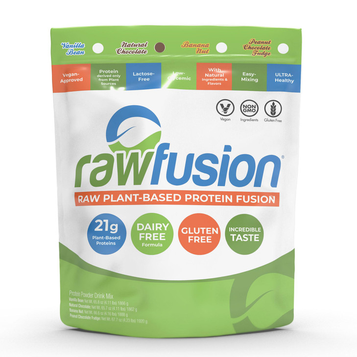 Rawfusion 4lbs- Raw Plant Based Protein Powder, Natural Chocolate