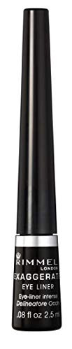 Rimmel London Scandaleyes Exaggerate Liquid Eyeliner, Intense Color, Long-Wearing, Waterproof, 001, Black, 0.08oz