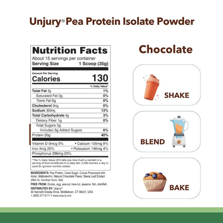 Unjury Planted Vegan Protein Powder - 20g Chocolate Pea Protein Powder