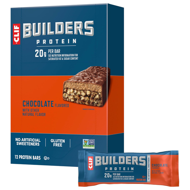 Clif Builders Protein Bars - Chocolate Flavor - 20g Plant Based Protein