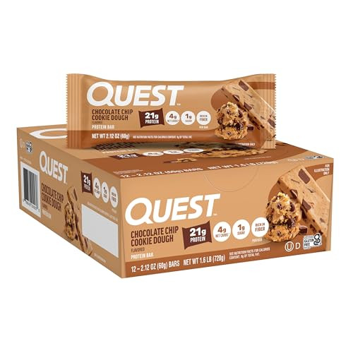 Quest Nutrition Chocolate Chip Cookie Dough Protein Bars, High Protein, Low