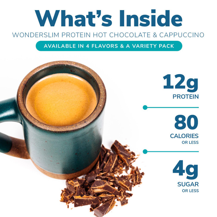 Wonderslim Protein Hot Chocolate with Marshmallows, Hot Cocoa, Low Sugar, Low