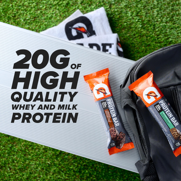 Gatorade Whey Protein Bars, Chocolate Caramel, 2.8 oz bars (Pack of 12, 20g