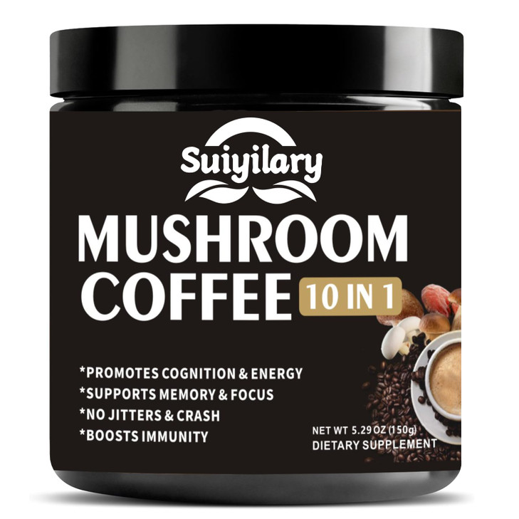 Suiyilary Mushroom Coffee, 10 Mushroom Extract Powder Blend Lion's Mane, Reishi