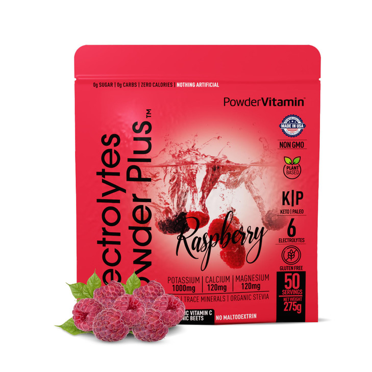 PowderVitamin Electrolytes Powder Plus (50 Servings) Raspberry Electrolyte