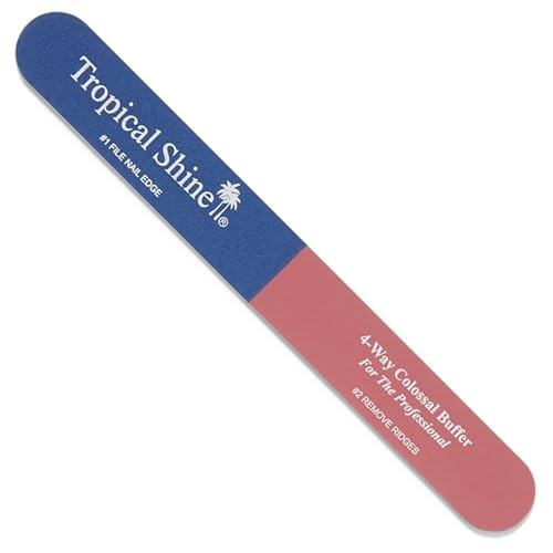 Tropical Shine Colossal 4-Way Blue-Pink Buffer - Professional Nail File & Buffer for Shaping, Smoothing, and Polishing Nails - Compact and Portable N