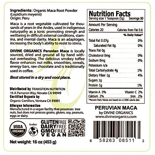 Divine Organics, 16oz Maca Powder - Certified Organic