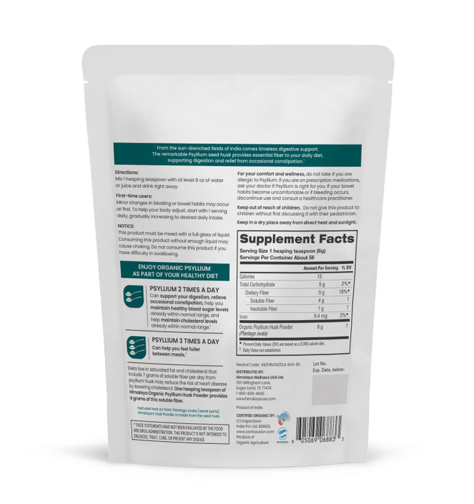 Himalaya Organic Psyllium Husk Powder, Daily Dietary Fiber Supplement