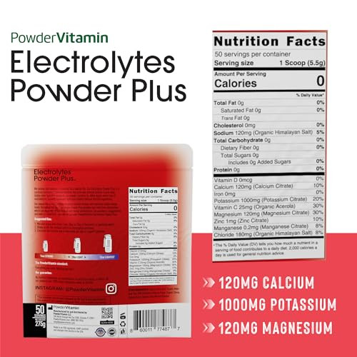 PowderVitamin Electrolytes Powder Plus Keto, Strawberry (50 Servings) 0 Sugar