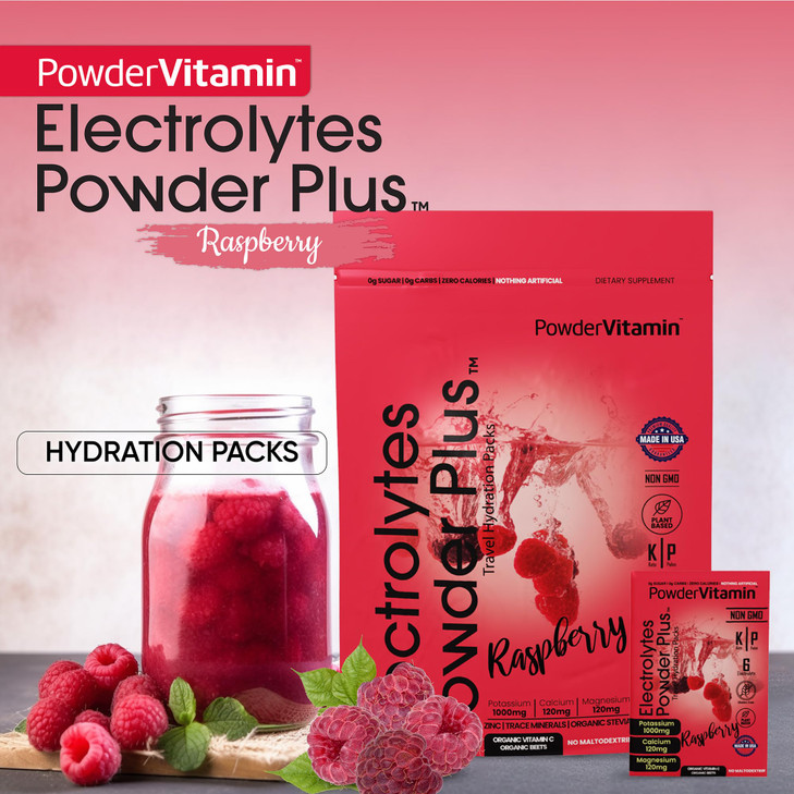 PowerVitamin Electrolytes Powder Packets - Raspberry