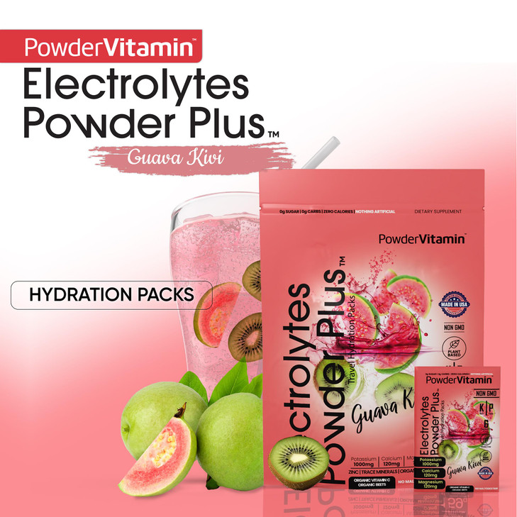 PowderVitamin Electrolytes Powder Plus, Keto, Guava Kiwi, Zero Sugar, 1000mg