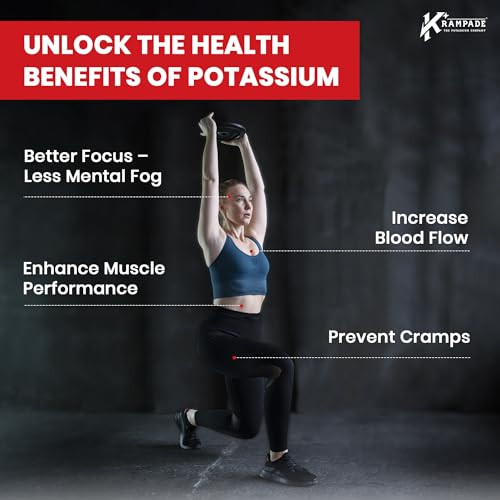 Krampade High Potassium Electrolyte Powder Low Sugar Lemon Lime, 8000mg