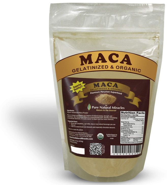 Pure Natural Miracles Organic Gelatinized Maca Root Powder (16 oz)
