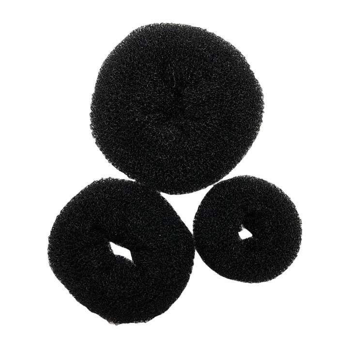 Beautiful Hair Bun Styler Rings for Women - Donut Buns Doughnut Shaper Chignon Former Pack of 3 (Large, Middle, Small) (Black)