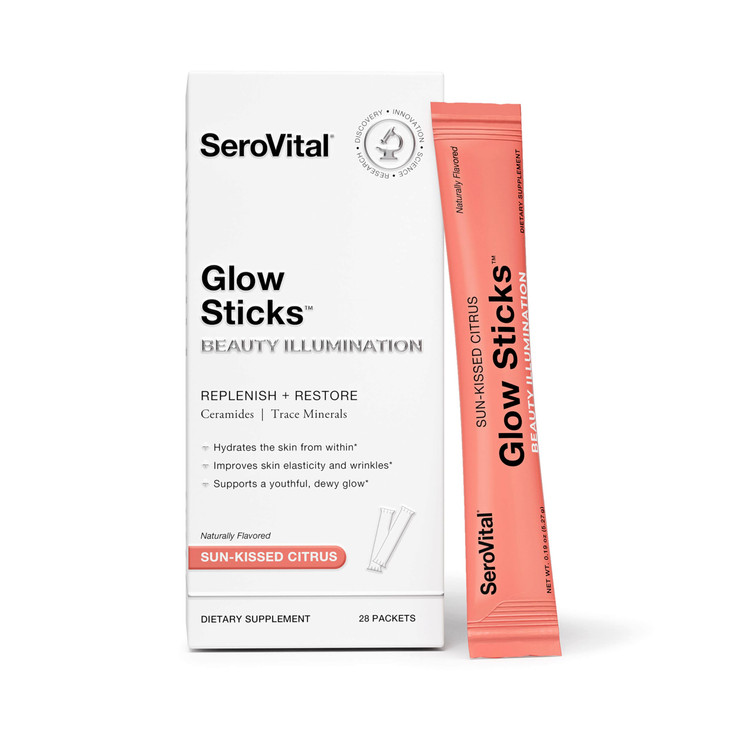 Serovital Glow Sticks Sugar-Free Powder Drink Mix with Hyaluronic Acid Ceramides