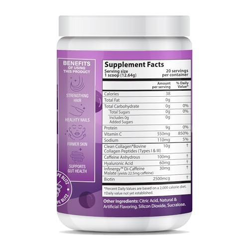 ABOUT YOUR COLLAGEN Peptide Energy Collagen Powder Hair, Nail, Skin, Type I &