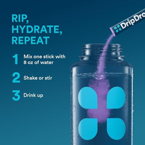DripDrop Hydration Packets - Grape - Single Serve Electrolytes Powder Drink Mix