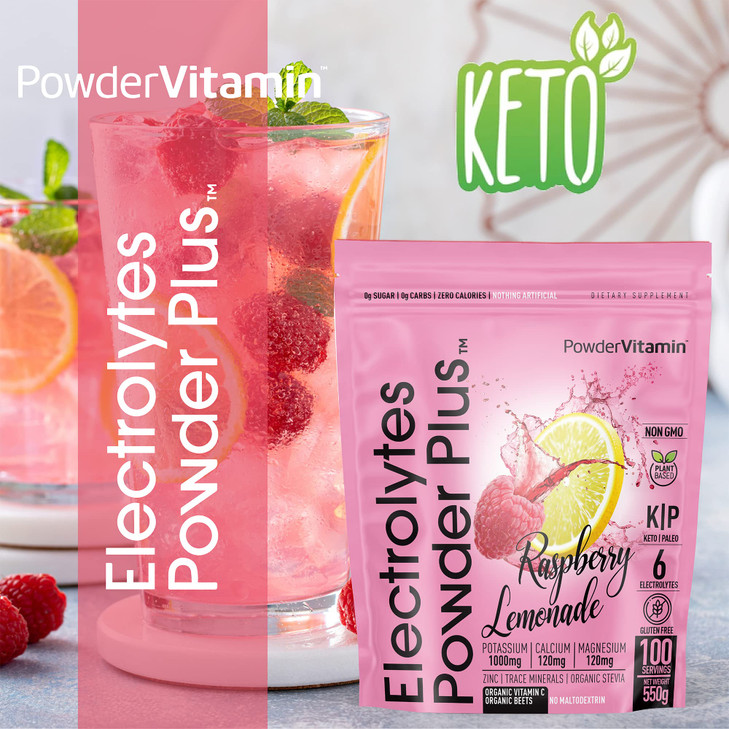 PowderVitamin Electrolytes Powder Plus (100 Servings) Raspberry Lemonade